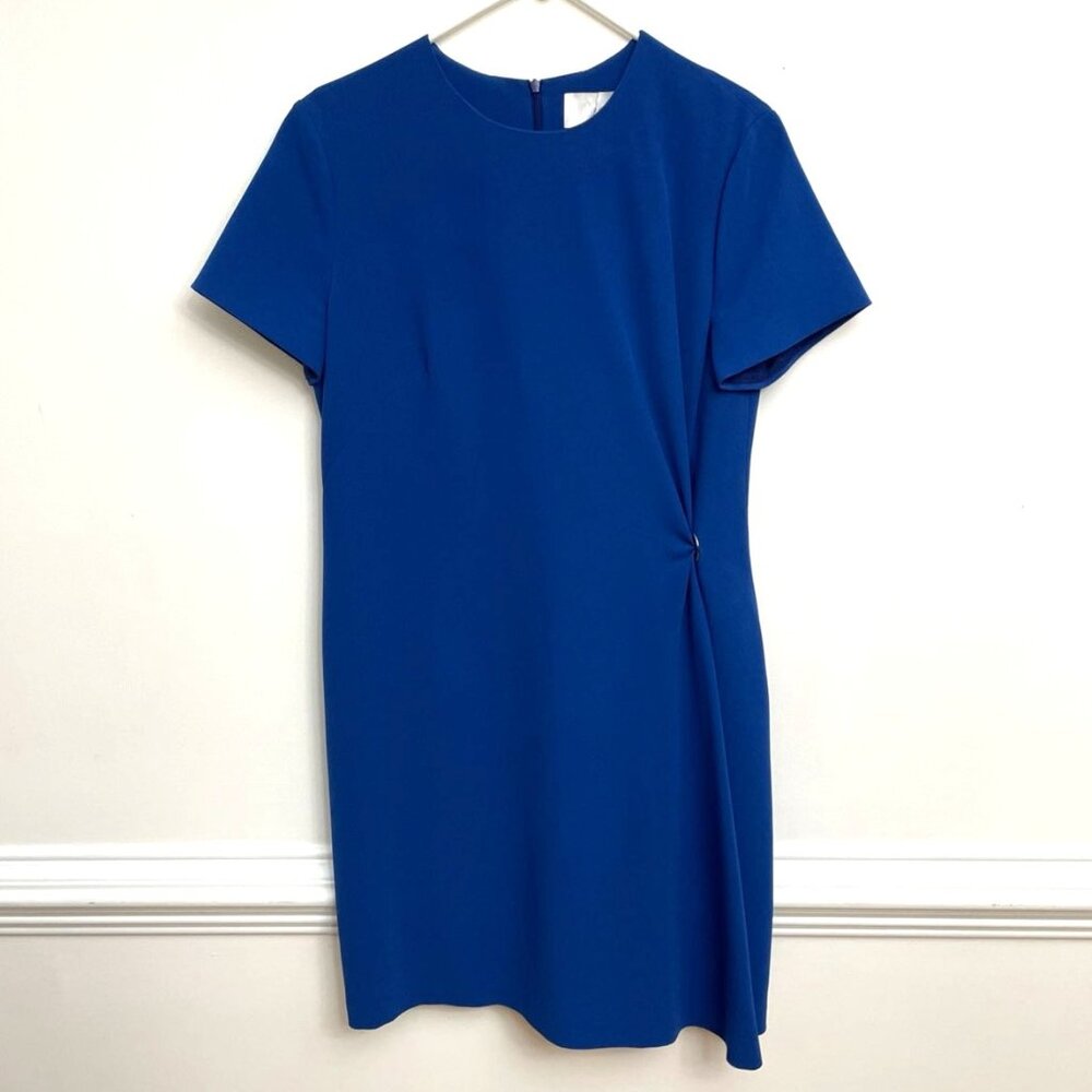 Boss By Hugo Boss Dirami Dress Blue Size 10 Classic Career Wedding Ruched Side